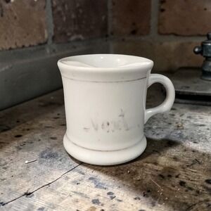 Homer Laughlin Shaving Mug, Vintage Cable Cup, Faded Gold Lettering, Replacement